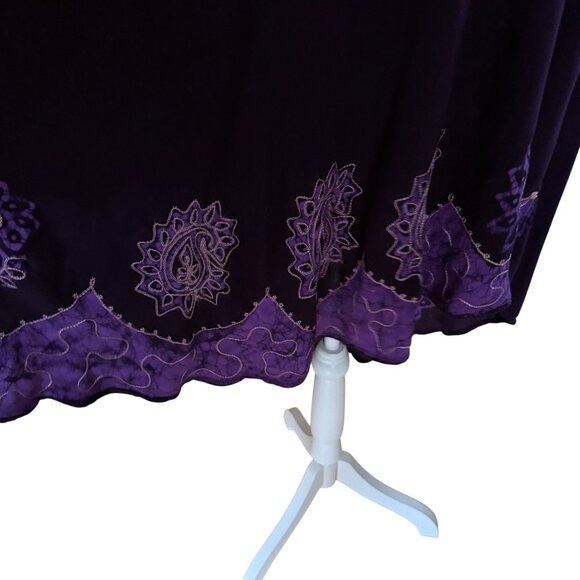 Purple Embroidered Short Sleeve A-Line Dress By S.R. Fashion Womens Size XL Rayo - Picture 3 of 6